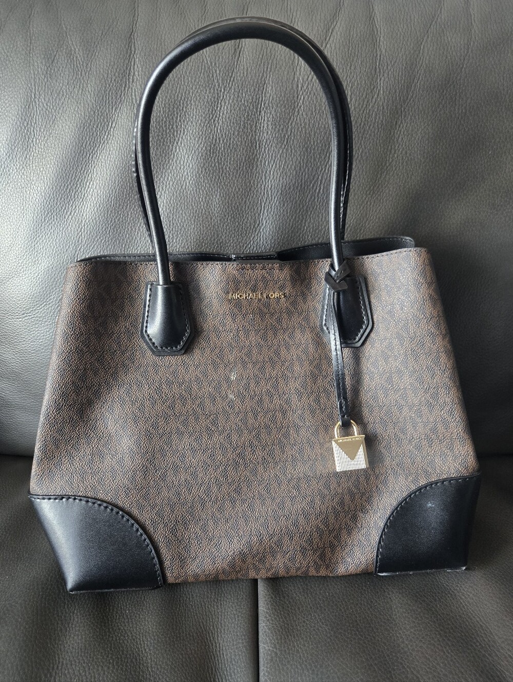 Michael Kors Brown and Black Signature Tote Bag